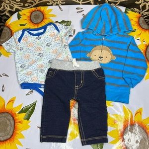 Baby Lot of 3! Bodysuit, Hoodie and Drawstring Pants Size 3M